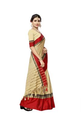 Chiku woven cotton silk saree with blouse 4