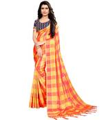 Orange woven poly silk saree with blouse
