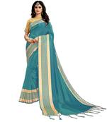 Green woven art silk saree with blouse