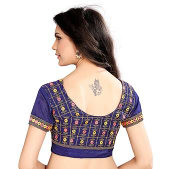 Orange woven poly silk saree with blouse 5
