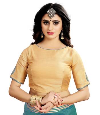 Green woven art silk saree with blouse 4