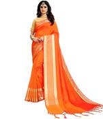 Orange woven art silk saree with blouse