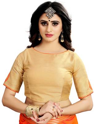 Orange woven art silk saree with blouse 5