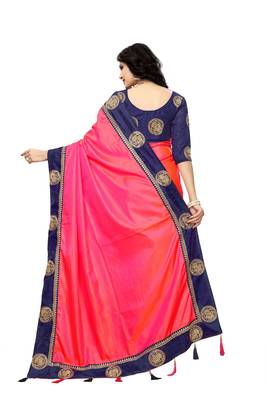 Pink woven art silk saree with blouse 2