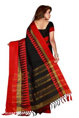 Black woven cotton silk saree with blouse 2