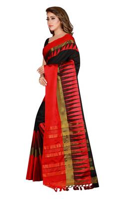 Black woven cotton silk saree with blouse 3