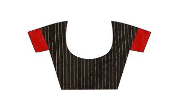 Black woven cotton silk saree with blouse 4