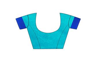 Blue woven cotton silk saree with blouse 4