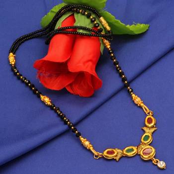 Maroon American Diamond Traditional Mangalsutra 1