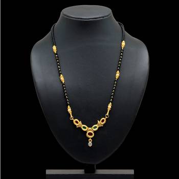 Maroon American Diamond Traditional Mangalsutra 2