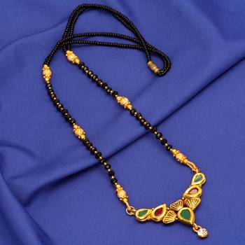 Maroon American Diamond Traditional Mangalsutra 1