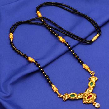 Maroon American Diamond Traditional Mangalsutra 1