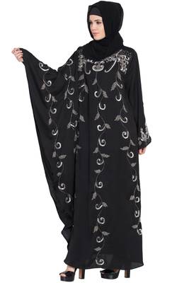 Black Embroidered Nida Abaya 2