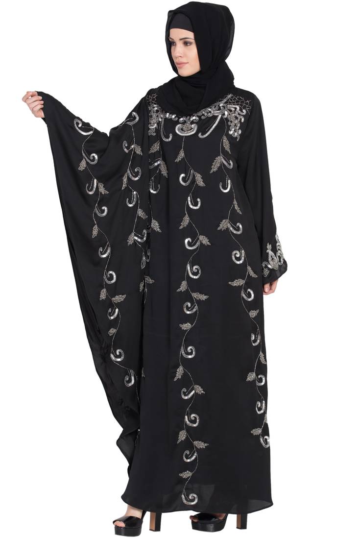 Black Embroidered Nida Abaya