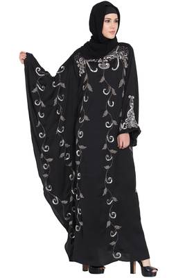 Black Embroidered Nida Abaya 3
