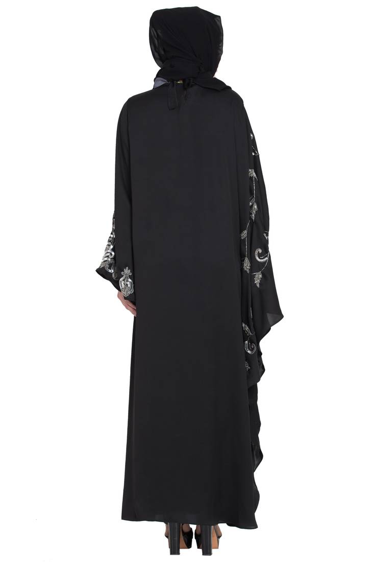 Black Embroidered Nida Abaya