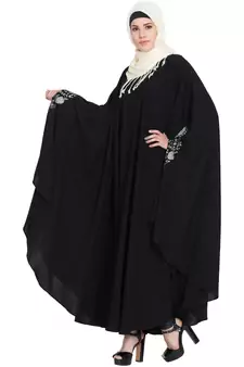 Black Embroidered Crepe Abaya