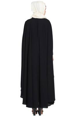 Black Embroidered Crepe Abaya 3