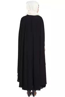 Black Embroidered Crepe Abaya