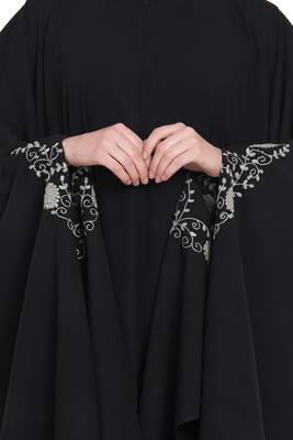 Black Embroidered Crepe Abaya 5