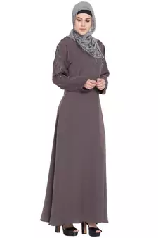 Brown Embroidered Nida Abaya