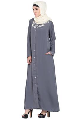 Grey Plain Nida Abaya 3