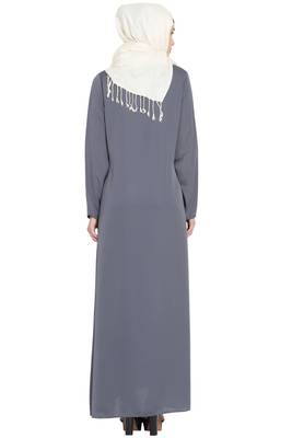 Grey Plain Nida Abaya 5