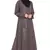 Brown Embroidered Nida Abaya