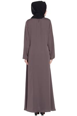 Brown Embroidered Nida Abaya 5
