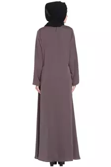 Brown Embroidered Nida Abaya