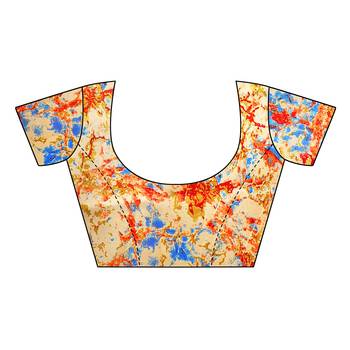 Multicolor printed art silk saree with blouse 5