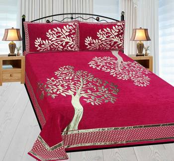 Chenille jacquard weaves Designer King Size 1 Bed Cover with 2 Pillow Covers by FRIMERR 1
