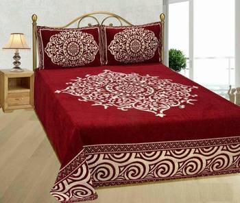FRIMERR Soft Touch Chenille Fabric Heavy Double bed sheet with two pillow covers 1