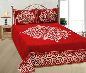 FRIMERR Soft Touch Chenille Fabric Heavy Double bed sheet with two pillow covers 1