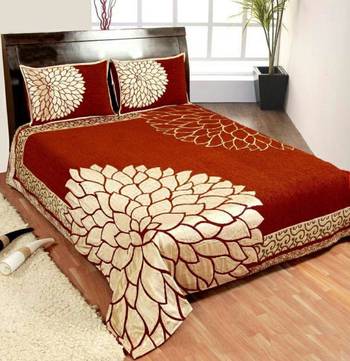 FRIMERR Soft Touch Chenille Fabric Heavy Double bed sheet with two pillow covers 1