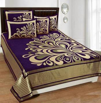 FRIMERR Soft Touch Chenille Fabric Heavy Double bed sheet with two pillow covers 1