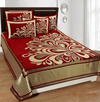 FRIMERR Soft Touch Chenille Fabric Heavy Double bed sheet with two pillow covers 1