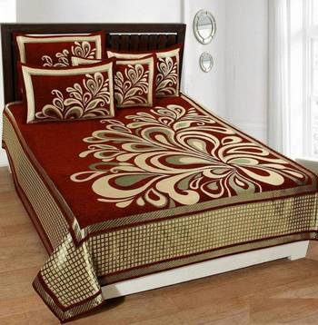 Chenille jacquard weaves Designer King Size 1 Bed Cover with 2 Pillow Covers by FRIMERR 1