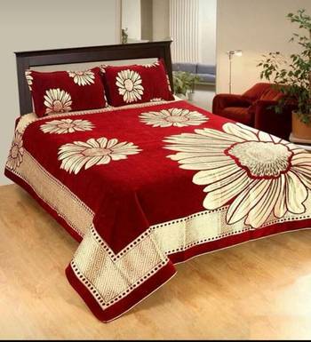 FRIMERR Soft Touch Chenille Fabric Heavy Double bed sheet with two pillow covers 1
