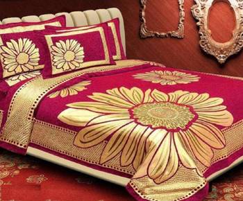 FRIMERR Soft Touch Chenille Fabric Heavy Double bed sheet with two pillow covers 1