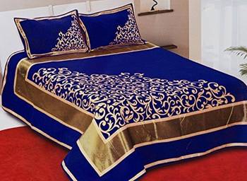 FRIMERR Soft Touch Chenille Fabric Heavy Double bed sheet with two pillow covers 1