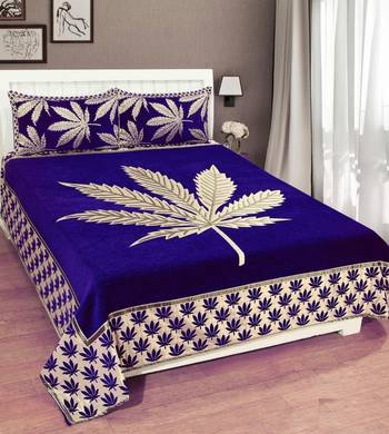 FRIMERR Soft Touch Chenille Fabric Heavy Double bed sheet with two pillow covers 1