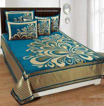 FRIMERR Soft Touch Chenille Fabric Heavy Double bed sheet with two pillow covers 1