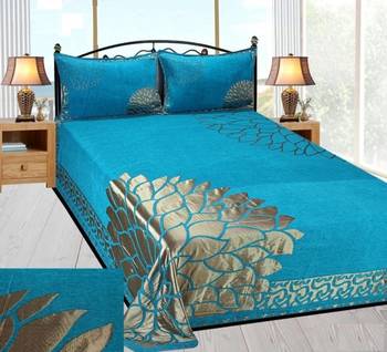 FRIMERR Soft Touch Chenille Fabric Heavy Double bed sheet with two pillow covers 1