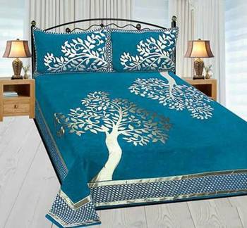 FRIMERR Soft Touch Chenille Fabric Heavy Double bed sheet with two pillow covers 1