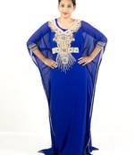 Royal blue embroidered georgette islamic kaftan