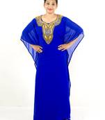 Royal blue embroidered georgette islamic kaftan