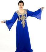 Royal blue embroidered georgette islamic kaftan