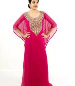 Dark rani pink embroidered georgette islamic kaftan