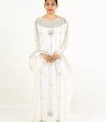 White Georgette Stone Work Kaftan Dress